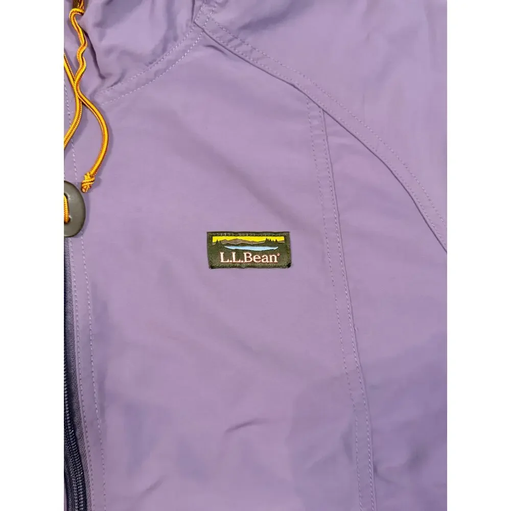 L.L.Bean Hooded Anorak Windbreaker Jacket Men's L Purple Brown Half Zip Nylon